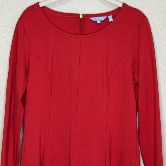 Draper James Dress Womens Medium Red Long Sleeve Fit Flare Stretch Party - Picture 4 of 10